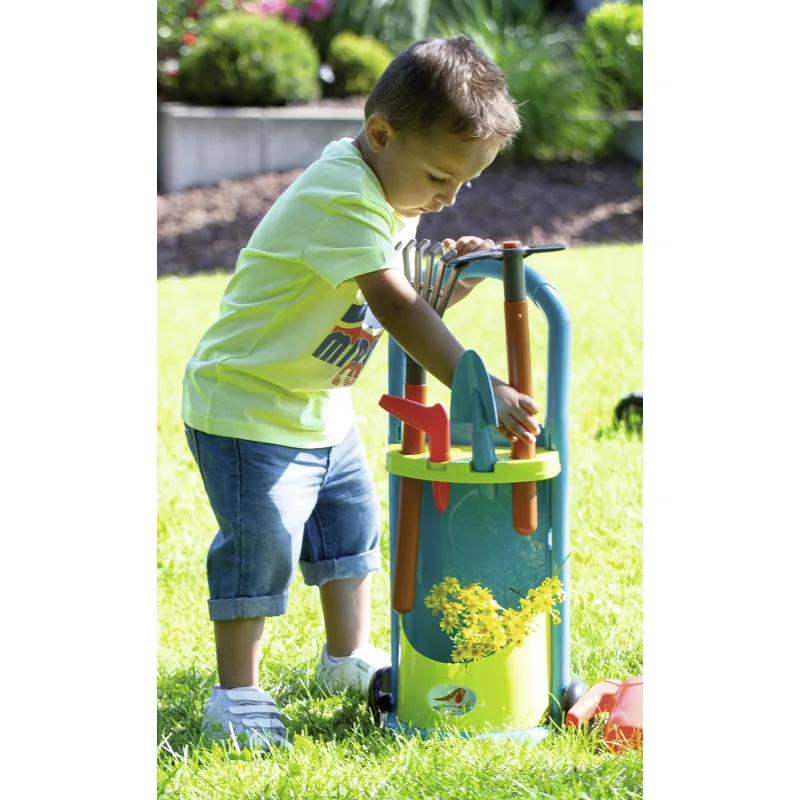 Ecoiffier Vozík so záhradným náradím a čajníkom