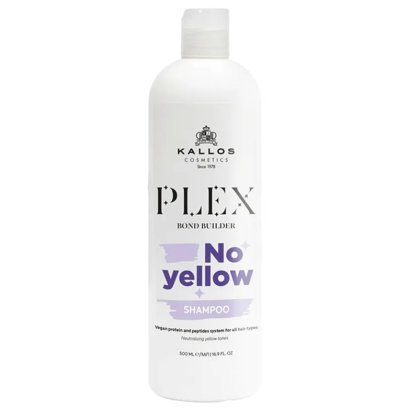 KALLOS Plex Bond No Yellow Shampoo 500ml - neutralizačný šampón proti žltým tónom blond vlasov