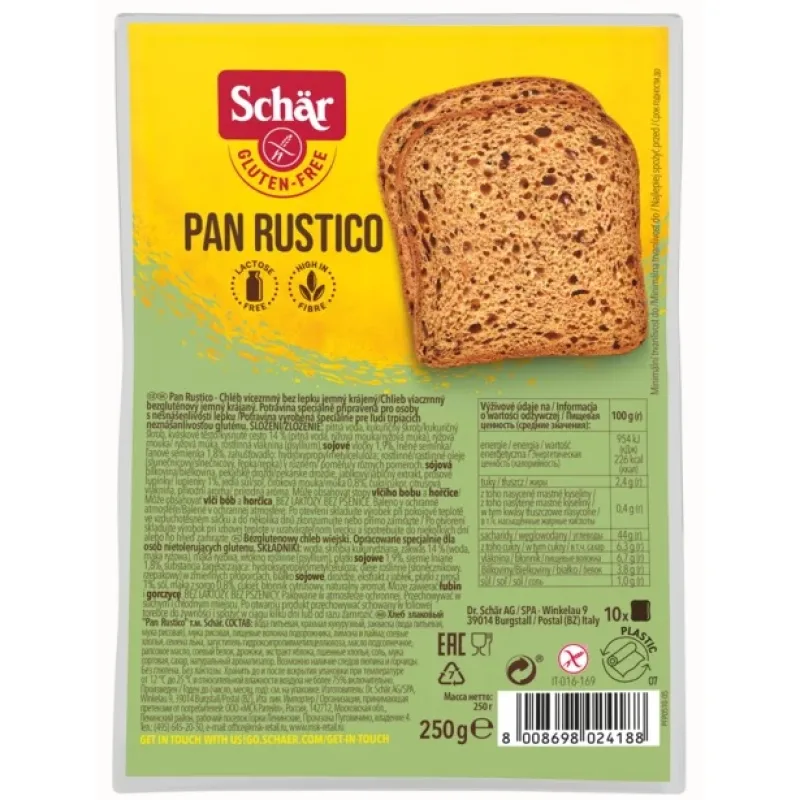 Schär Pan Rustico bezgluténový krájaný chlieb viaczrnný 250 g