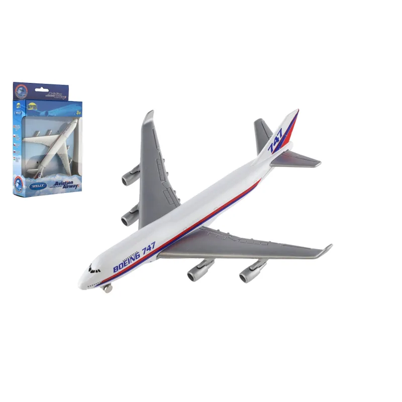 Dromader Lietadlo Welly Boeing 747 plast/kov 15cm v krabičke 13x21x4,5cm