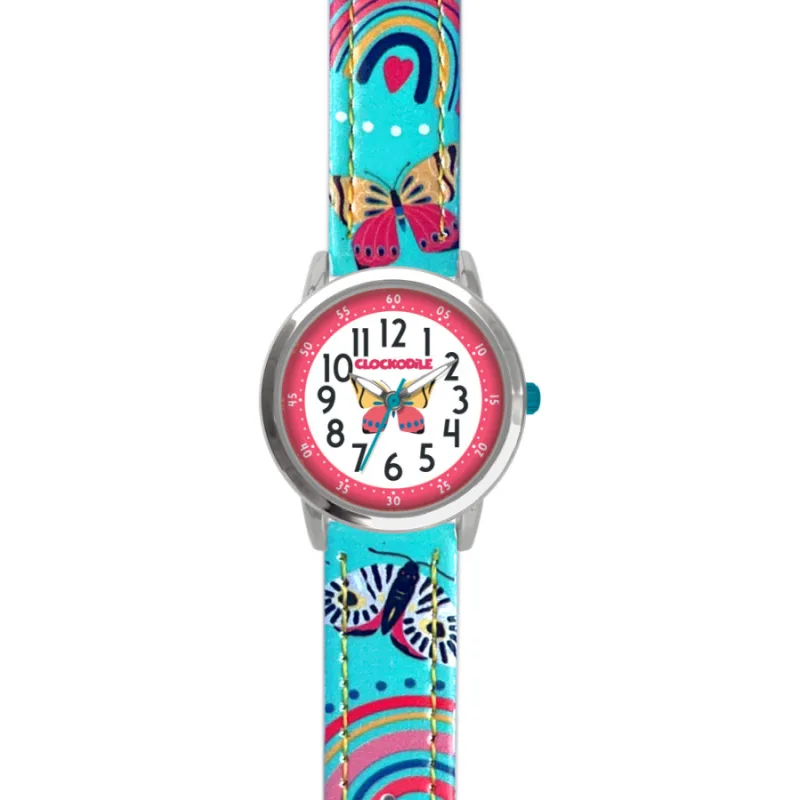 Tyrkysové dievčenské hodinky BUTTERFLY CLOCKODILE CWG5182