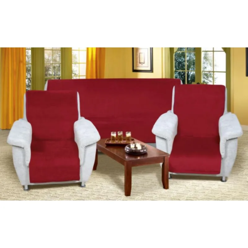 Bellatex Souprava Korall micro 3+1+1 Vínová - 1x150x200+2x65x150 cm