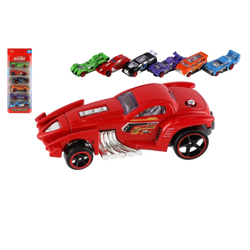 Teddies Auto závodné 6ks kov/plast 8cm na voľný chod v krabičke 10,5x27,5x4cm