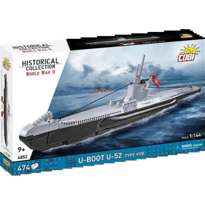 Cobi 4852 II WW U-Boot U-52 (type VIIB), 1:144, 474 kostek