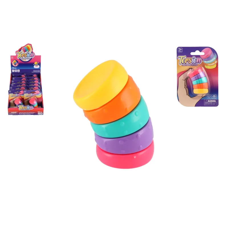 Teddies Fidget dúhový antistresový plast 5,5cm na karte 9x13cm 12ks v boxe