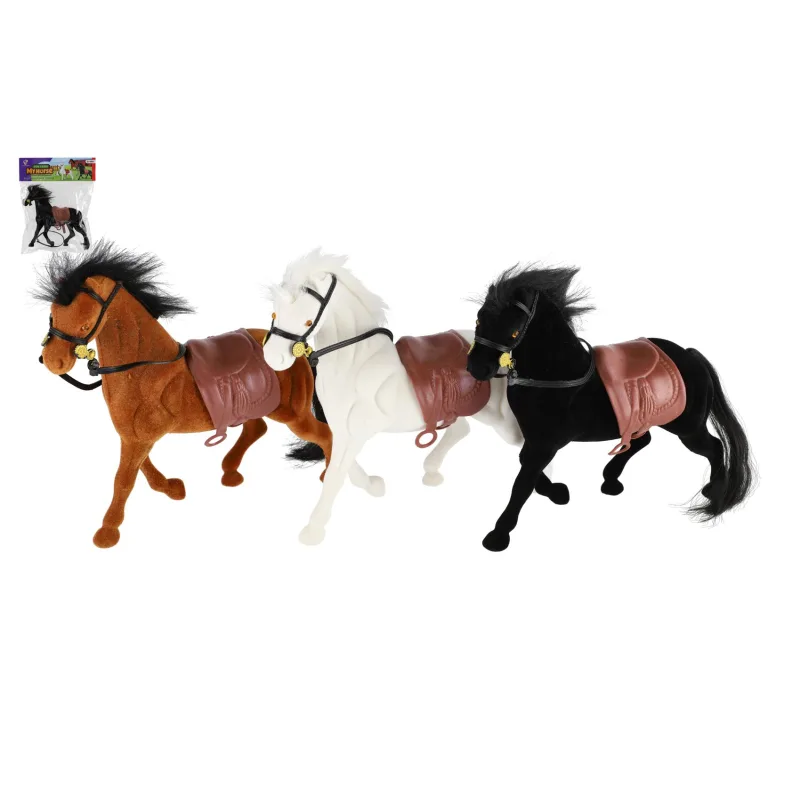 Teddies Kôň fliška so sedlom 22cm 3 farby