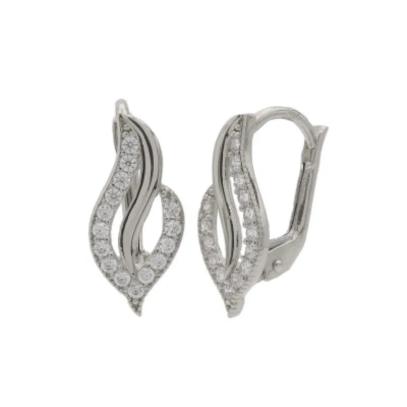 Zlaté náušnice so zirkónmi z bieleho zlata na patent KA CDL130W, 1.95 g, 1.95 g