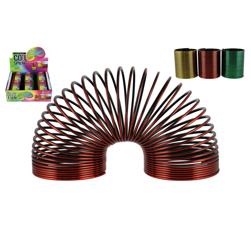 Teddies Špirála/pružina kovový efekt plast priemer 8,5cm 3 farby 6ks v boxe