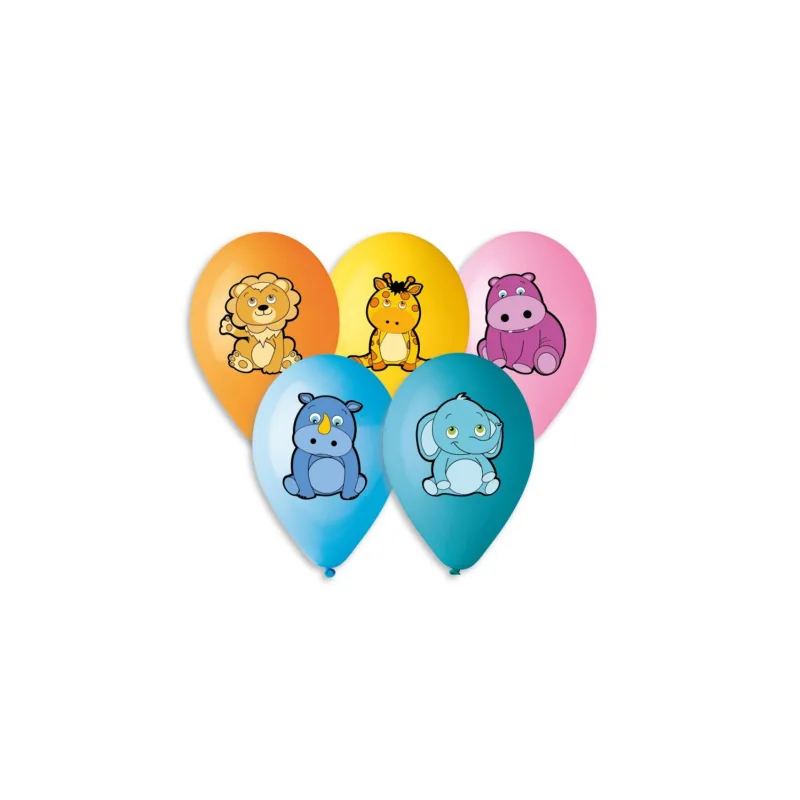 Smart Balloons Balónik/Balonky nafukovacie 5ks s potlačou zvieratka 11-12'' priemer 28-30cm v sáčku