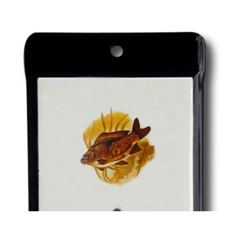 Venkovní teploměr smaltovaný, Černobílý 860x140 mm, Motiv Kapr