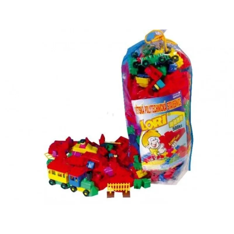 Stavebnice LORI 500 balení pro školky. 500 ks v pytli 30x70x20cm