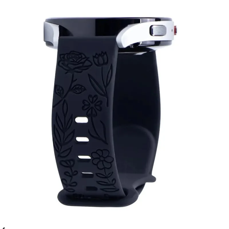 Silikonový řemínek - Květinový černý, 20 mm ESES 1530006471