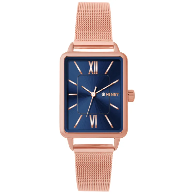 Ružovo-zlatomodré dámske hodinky SIENA s ružovo-zlatým oceľovým remienkom MINET MWL5433