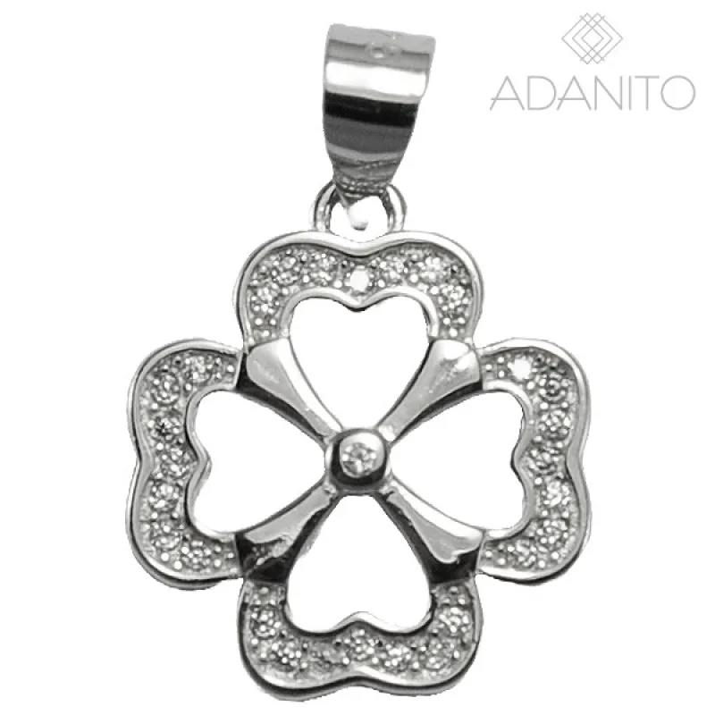 Strieborný prívesok štvorlístok so zirkónmi ADANITO SLP824