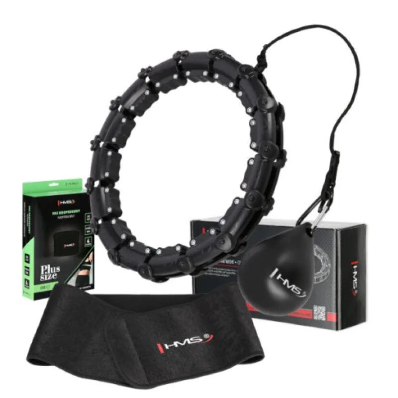 Masážní Hula Hoop se závažím HMS HHW11, bederní pásu HMS BR163 PLUS SIZE, černá