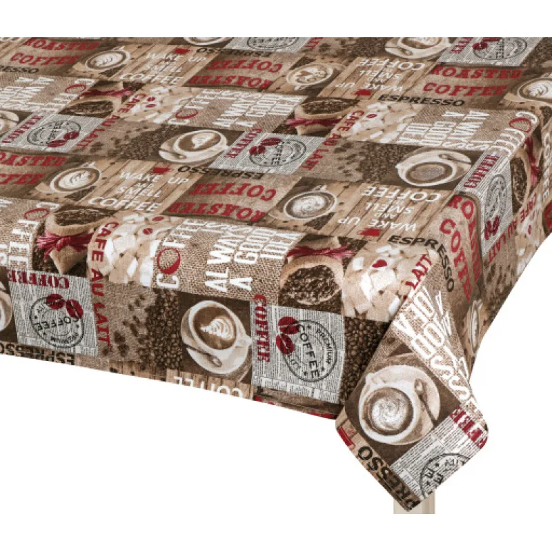 Bellatex Ubrus EMA, Káva hnědá, červená - 120x200 cm