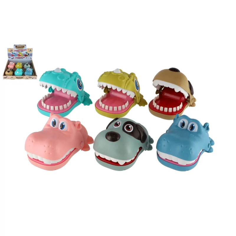 Teddies Hra postrehová UHNIPRST hryzenie prstov zvieratko plast 12x16cm 6 druhov 6ks v boxe