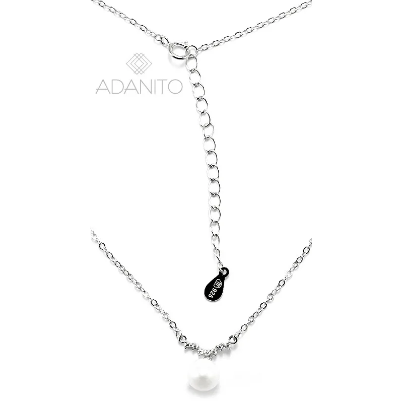 Strieborný nárhdelník s riečnou perlou a zirkónmi BENETO AGS1347P