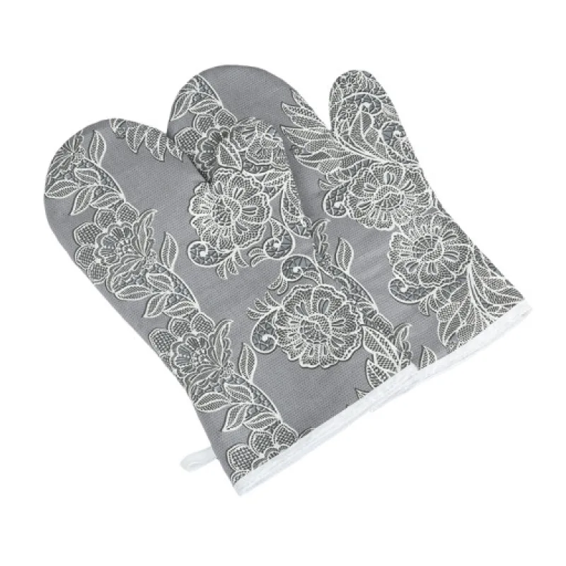 Bellatex Grilovací rukavice 2ks, Krajka šedá - 20x36 cm