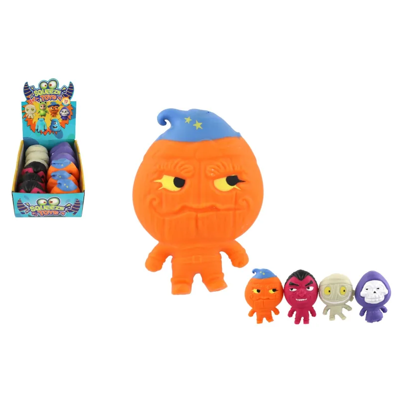 Teddies Príšera antistresová naťahovacia plnená pieskom 465g silikón 13cm 4 druhy v sáčku 12ks v boxe