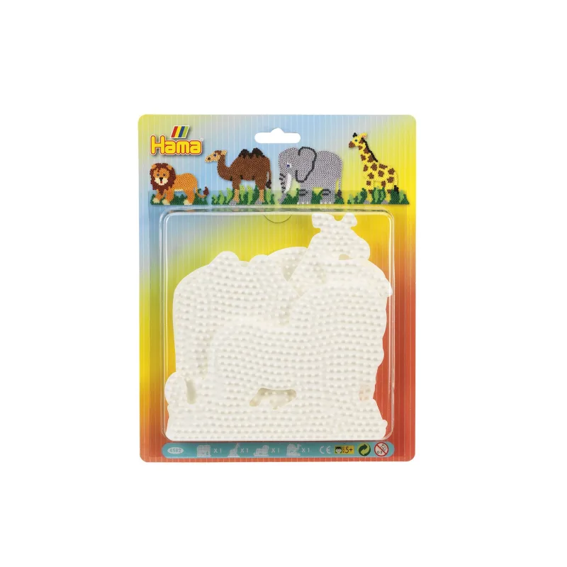 Lowlands Podložka na zažehľovacie korálky Hama MIDI slon, žirafa, lev, ťava plast 4ks na karte 19x24cm