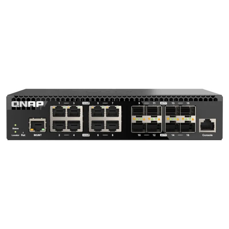 QNAP řízený switch QSW-M3216R-8S8T (8x 10GbE porty + 8x 10G SFP+ porty, poloviční šířka) QSW-M3216R-8S8T