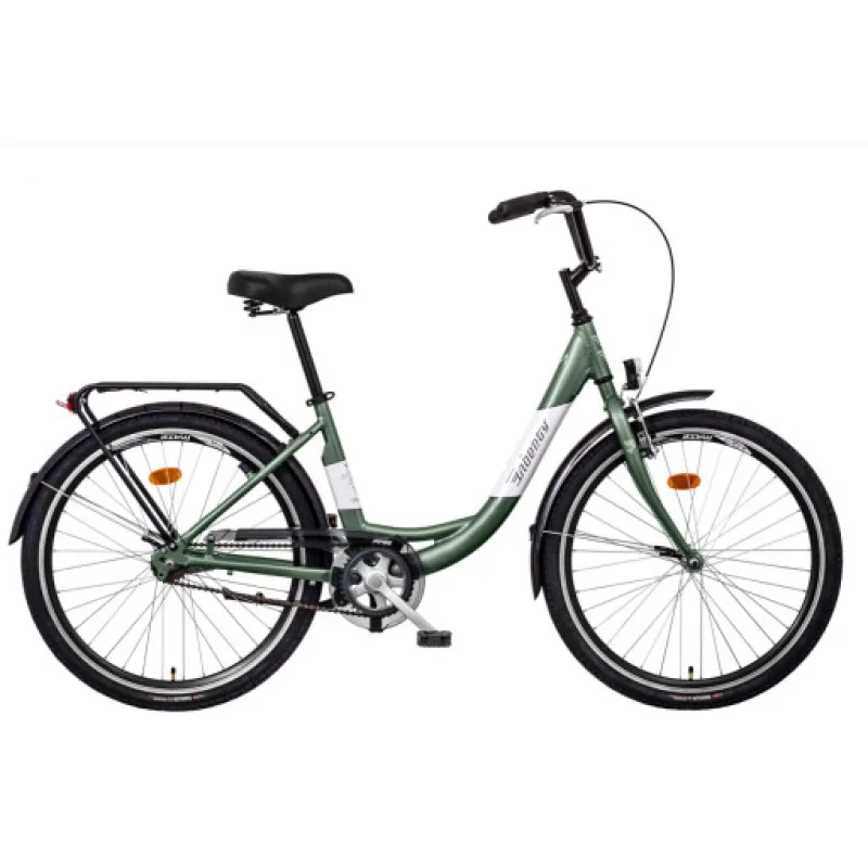 LIBERTY Městské jízdní kolo VIA 1spd. 26" 2025 šedozelené, Přední vidlice Odpružená