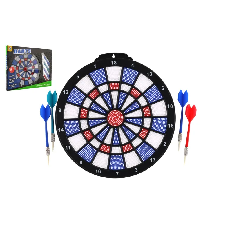 Teddies Terč so šípkami 4ks plast priemer 28cm v krabici 39x31x3cm