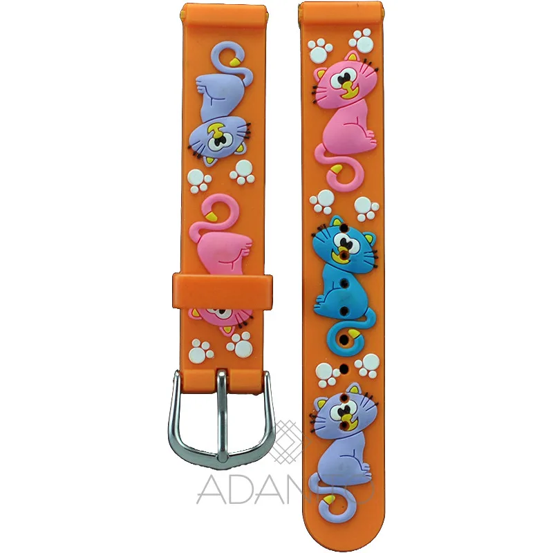 Detský plastový remienok na hodinky 14 mm oranžový ADANITO 110AR05W14