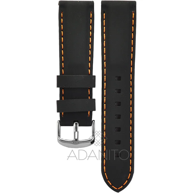 Silikónový remienok na hodinky 22 mm čierny ADANITO TS002R01S19-22