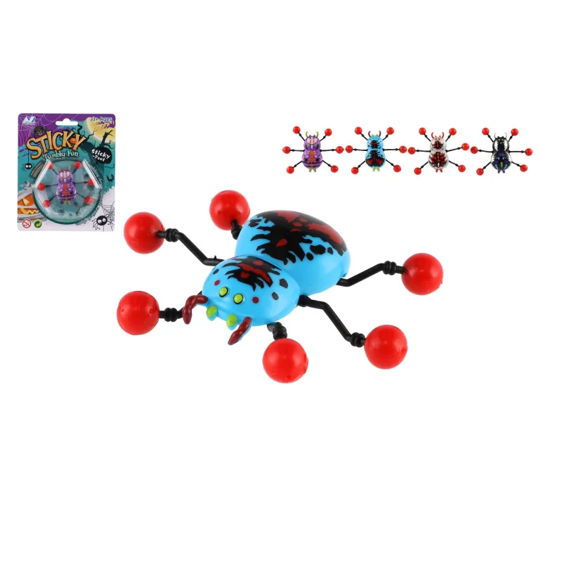 Teddies Pavúk lezúci po skle plast 8x6cm 4 farby na karte