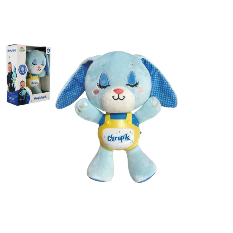 Teddies Zajíček Chrupík usínáček plyš/plast na baterie se zvukem se světlem v krabici 22x30x10,5cm 6m+