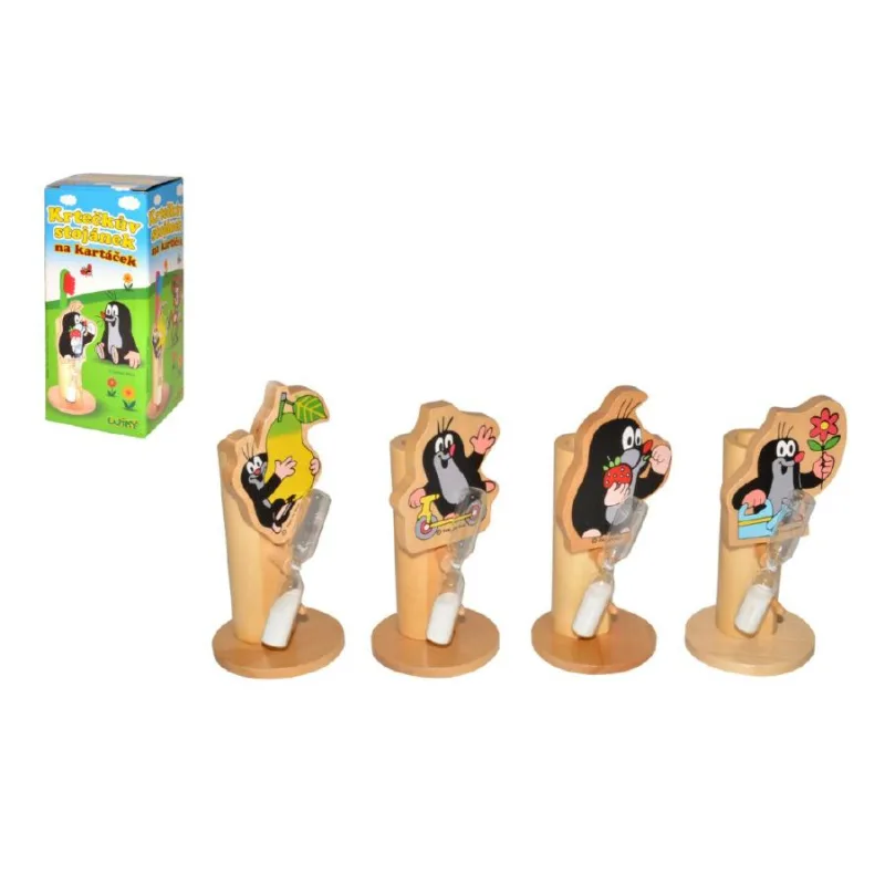 Wiky Stojan na kefku Krtko drevo asst 4 druhy, v krabičke 7x15x7cm