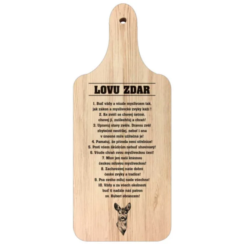 Dekorační kuchyňské prkénko pro myslivce – myslivecké desatero