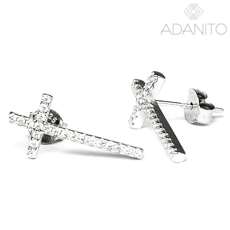 Strieborné náušnice kríže so zirkónmi BENETO AGUP3286