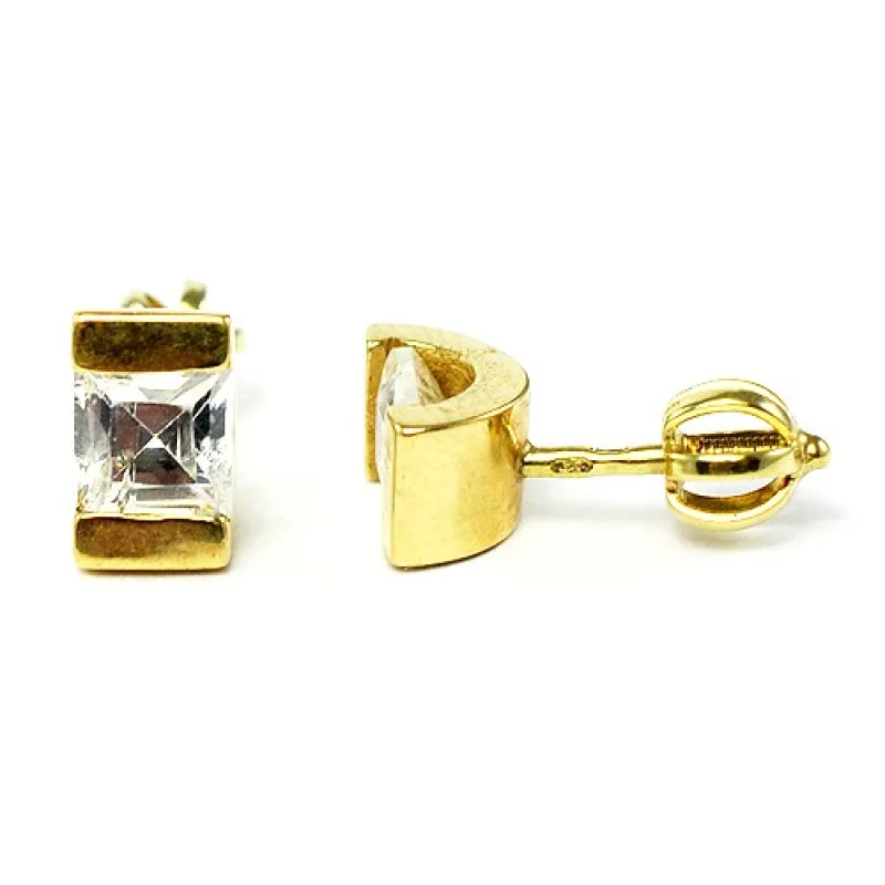 POUKAR N2716/24G - Zlaté náušnice s čírym kameňom