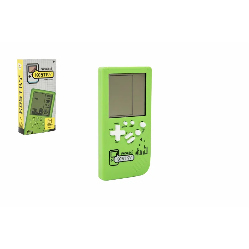 Teddies Digitálna hra Padajúce kocky hlavolam plast 7x14cm zelená na batérie so zvukom v krabičke 7,5x14,5