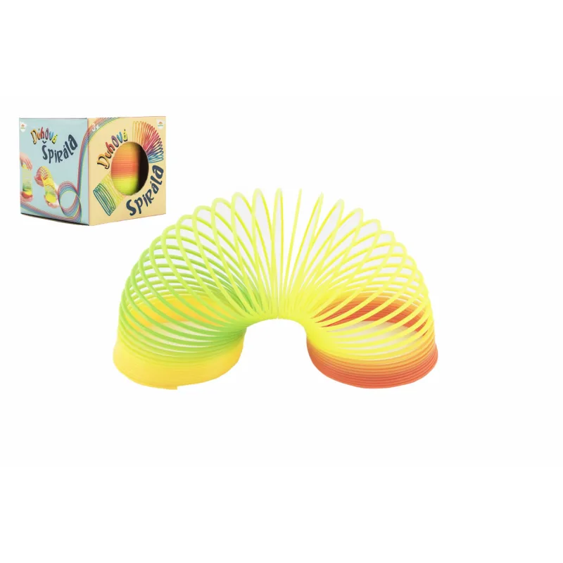 Teddies Špirála/pružina dúhová plast priemer 6,5cm v krabičke 7x7x7cm