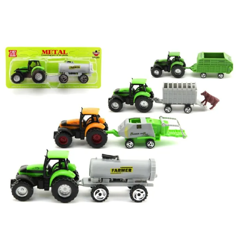Teddies Traktor s prívesom plast 16cm 6 druhov na karte