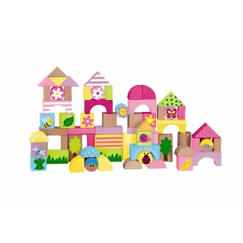 Dřevěné barevné kostky s potiskem Trendy 66 ks