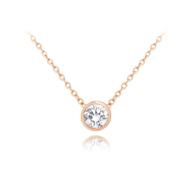 Decentný Rose gold strieborný náhrdelník s bielym zirkónom MINET JMAS0096RN45