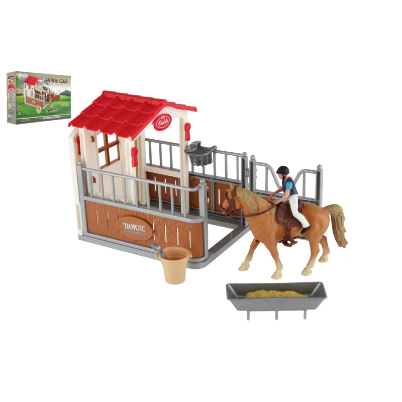 Teddies Sada farma kôň s doplnkami plast v krabici 30x20x7,5cm