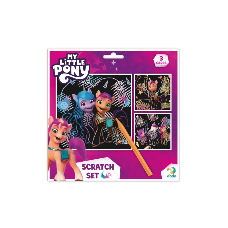 DODO Škrabací obrázok 3ks farebný My little Pony 20x20cm na karte