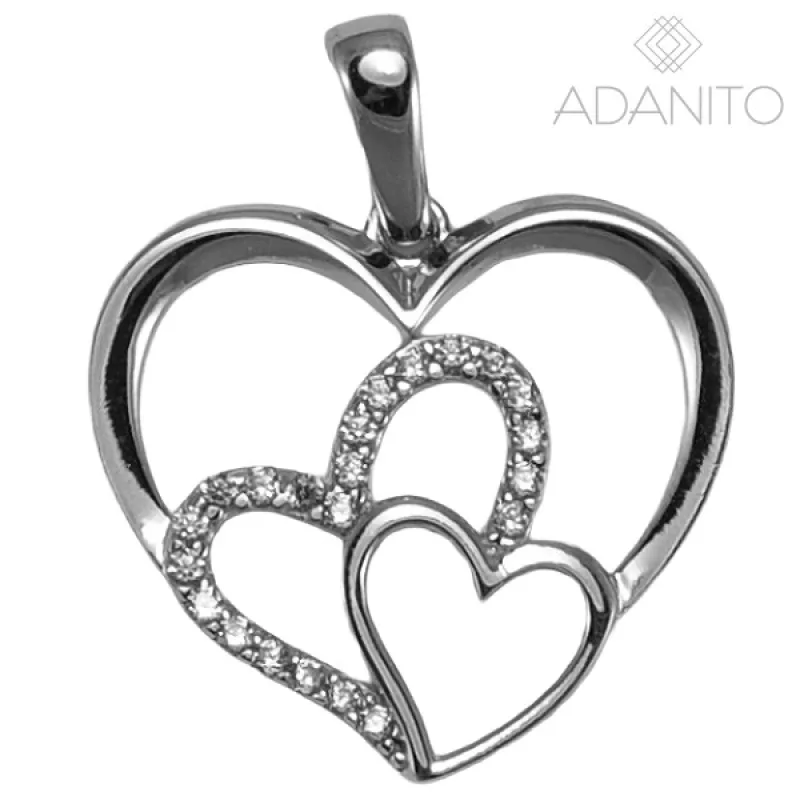 Zlatý prívesok srdce z bieleho zlata so zirkónmi ADANITO BRP1246S