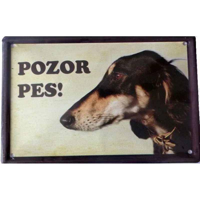 Plechová psí cedule, Saluki perský chrt, Pozor pes