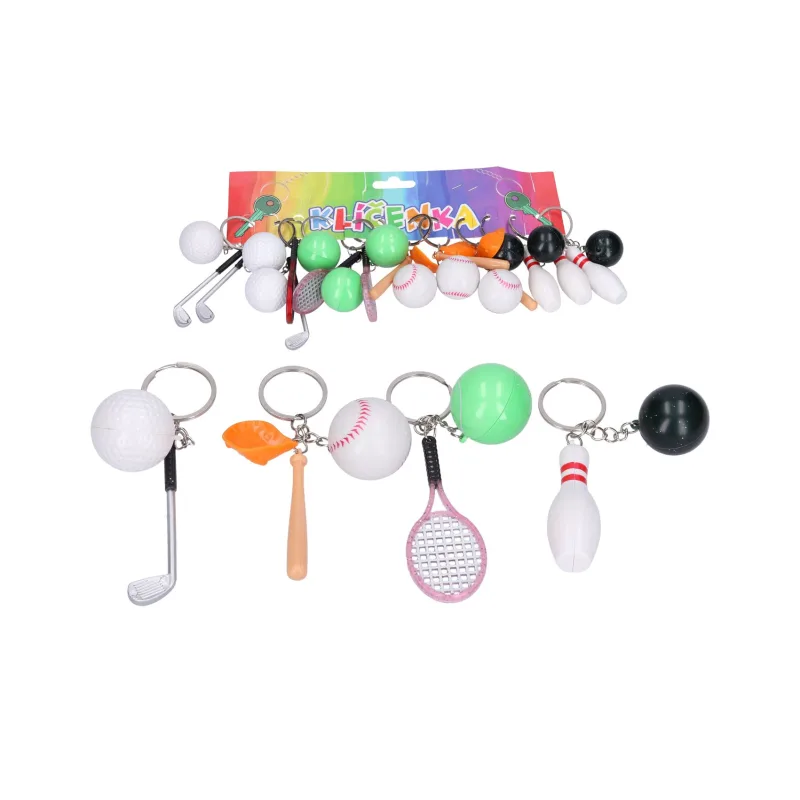 Wiky Prívesok na kľúče/Kľúčenka šport kov/plast 11cm mix druhov 12ks na karte
