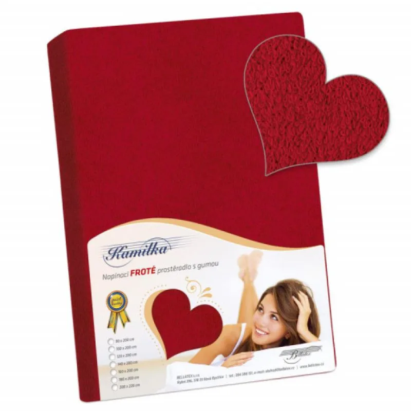 Bellatex Prostěradlo froté - červená - 200x220 cm