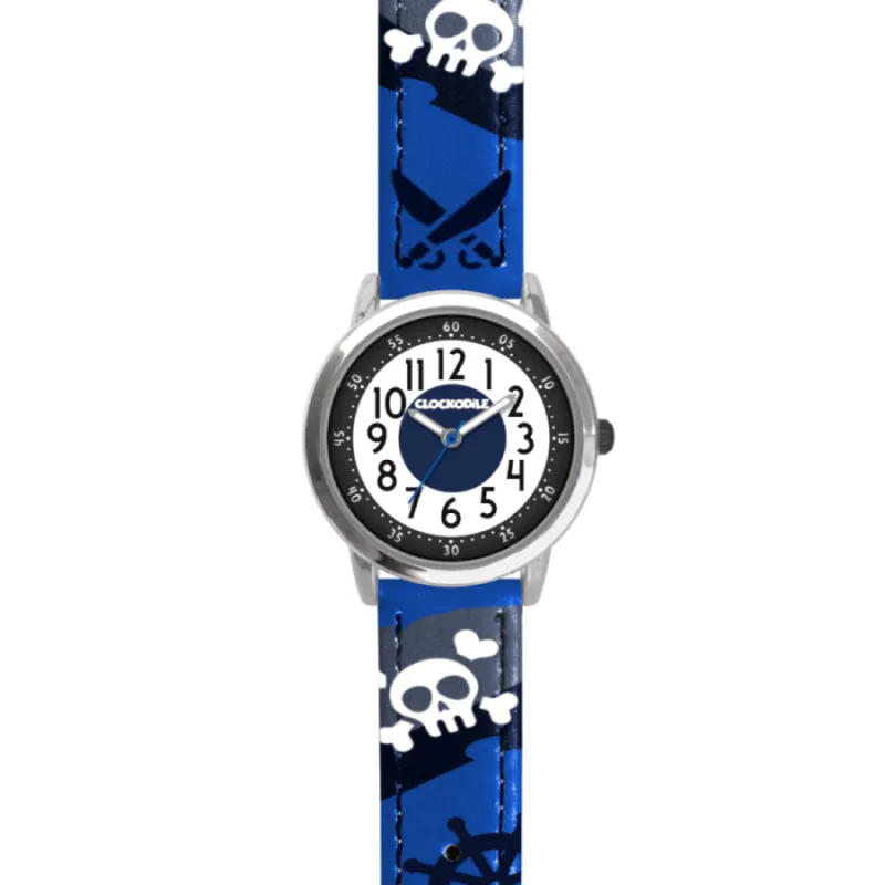 Svietiace modré chlapčenské hodinky PIRÁTI CLOCKODILE CWB0060
