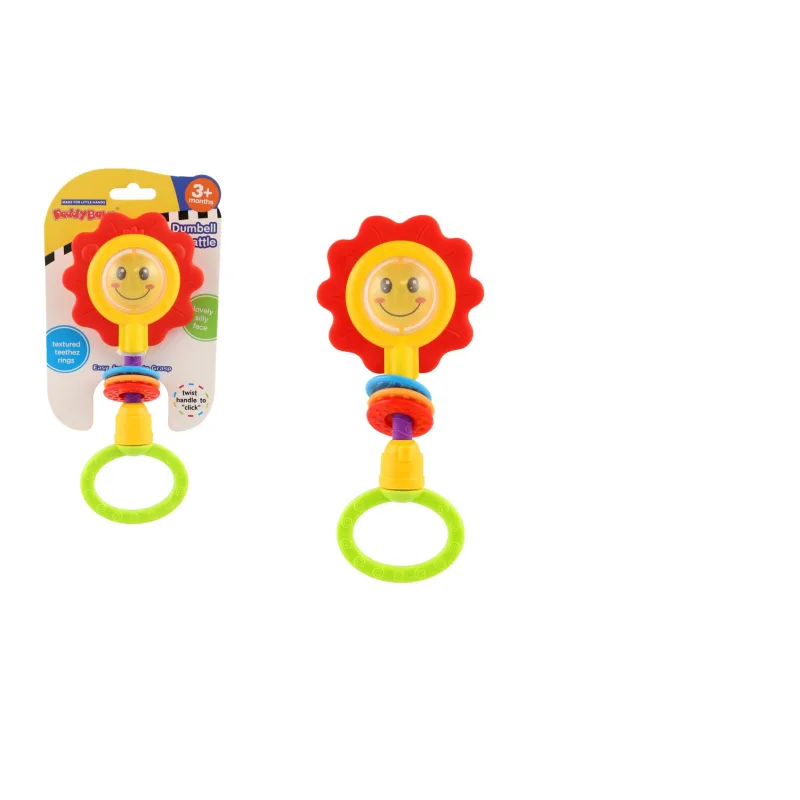 Teddies Hrkalka/hryzátko kvetina plast 8x19cm na karte 3m+