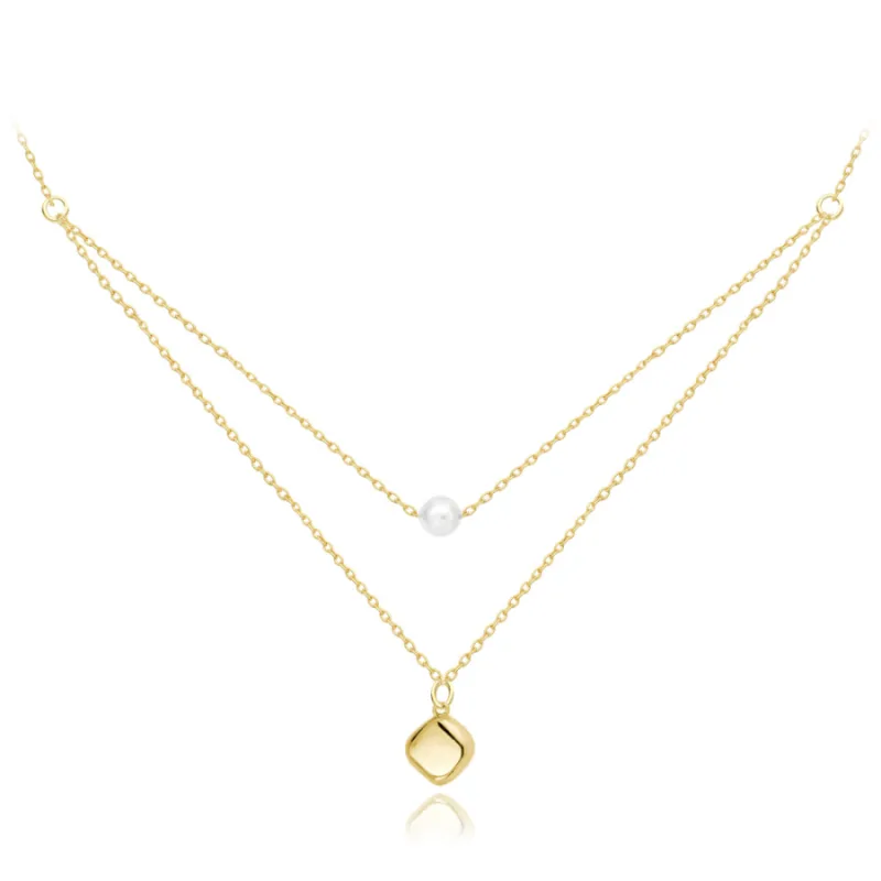 Zlatý náhrdelník s prírodnou perlou Au 585/1000 MINET JMG0301WGN45